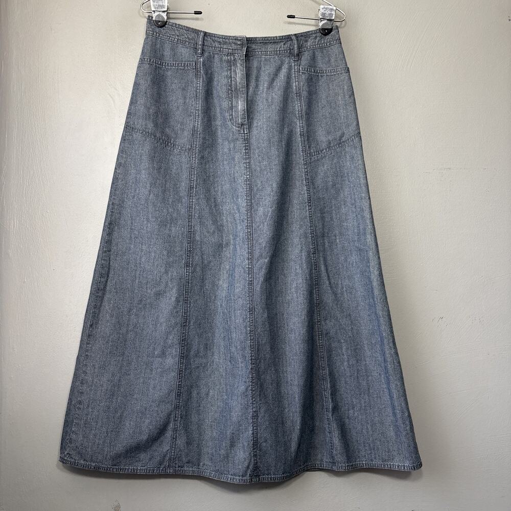 Charter Club Denim Skirt Size 6 Blue Jean Long Modest A-line 90s Butter Mom Y2K